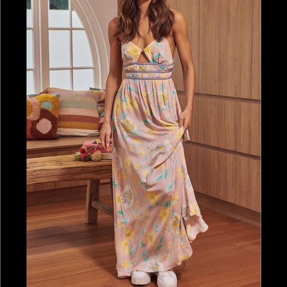 Free People Wisteria Maxi Dress Pastel Light Combo New With Tags Size Large - Picture 7 of 16